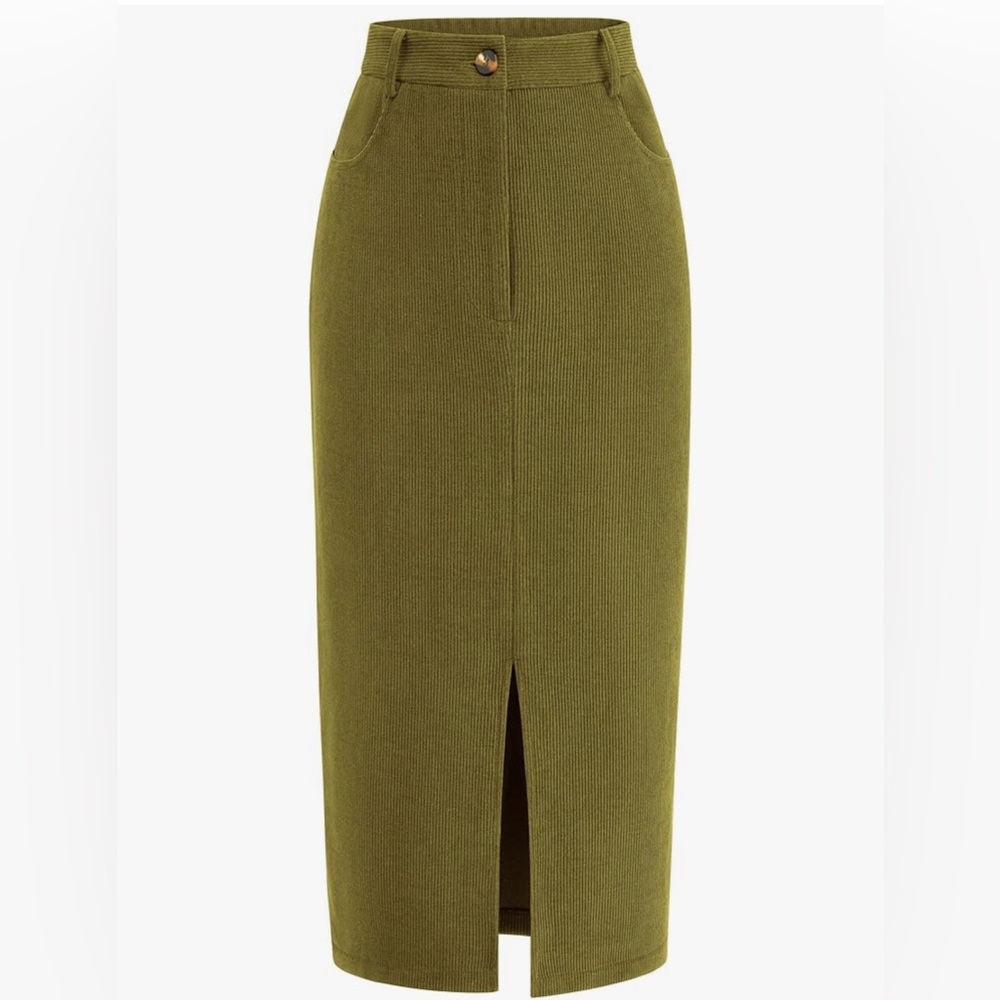 Olive Green Corduroy Skirt
